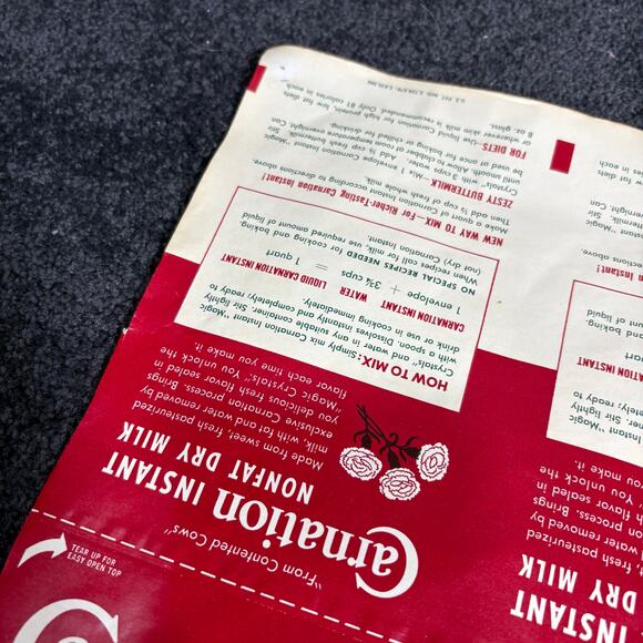 Carnation Instant Dry Milk Vintage Uncut Product Label - 1960's Advertisement - Picture 6 of 8